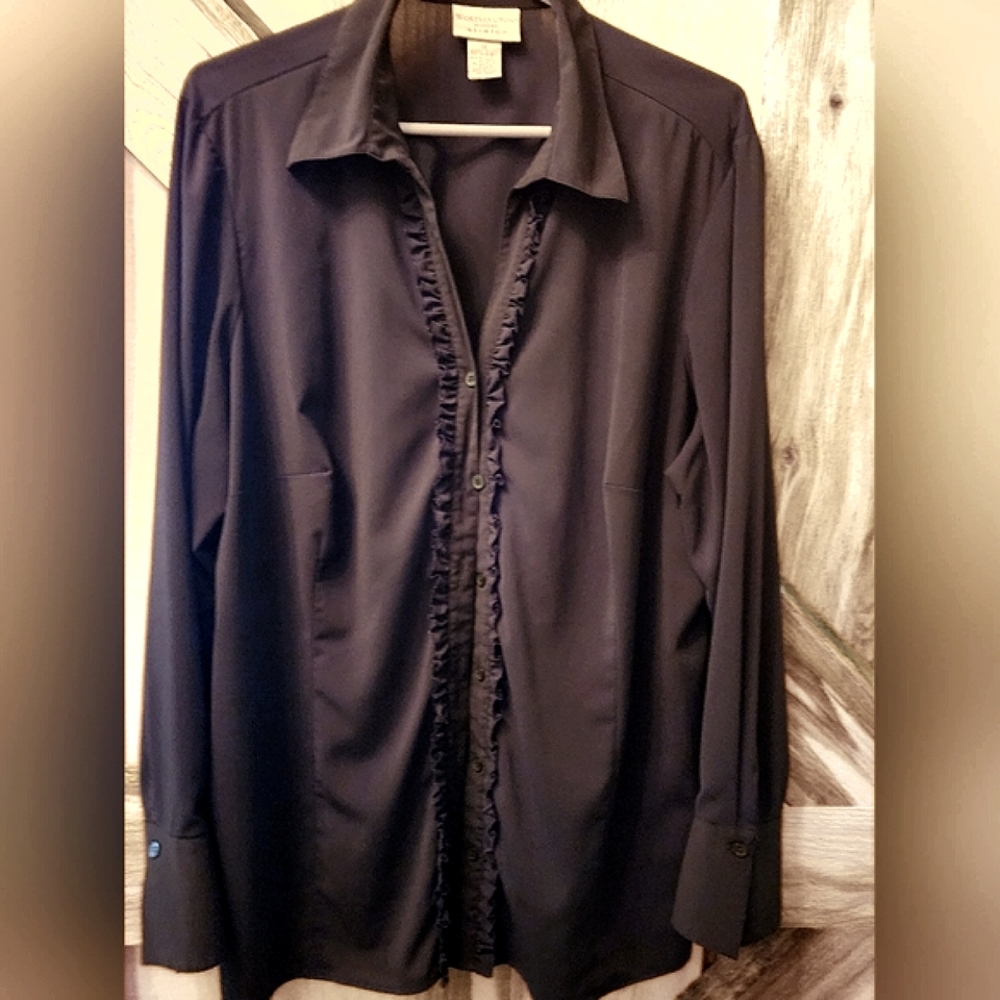 Worthington stretch, jet black, size 1X blouse